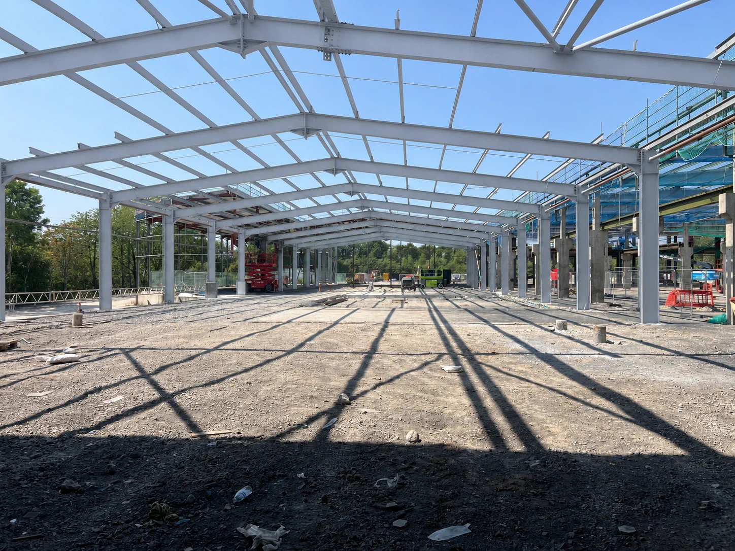 Intumescent painting Croydon: structural steel coating application within an active industrial structure, shown as a Premier Blasting project example